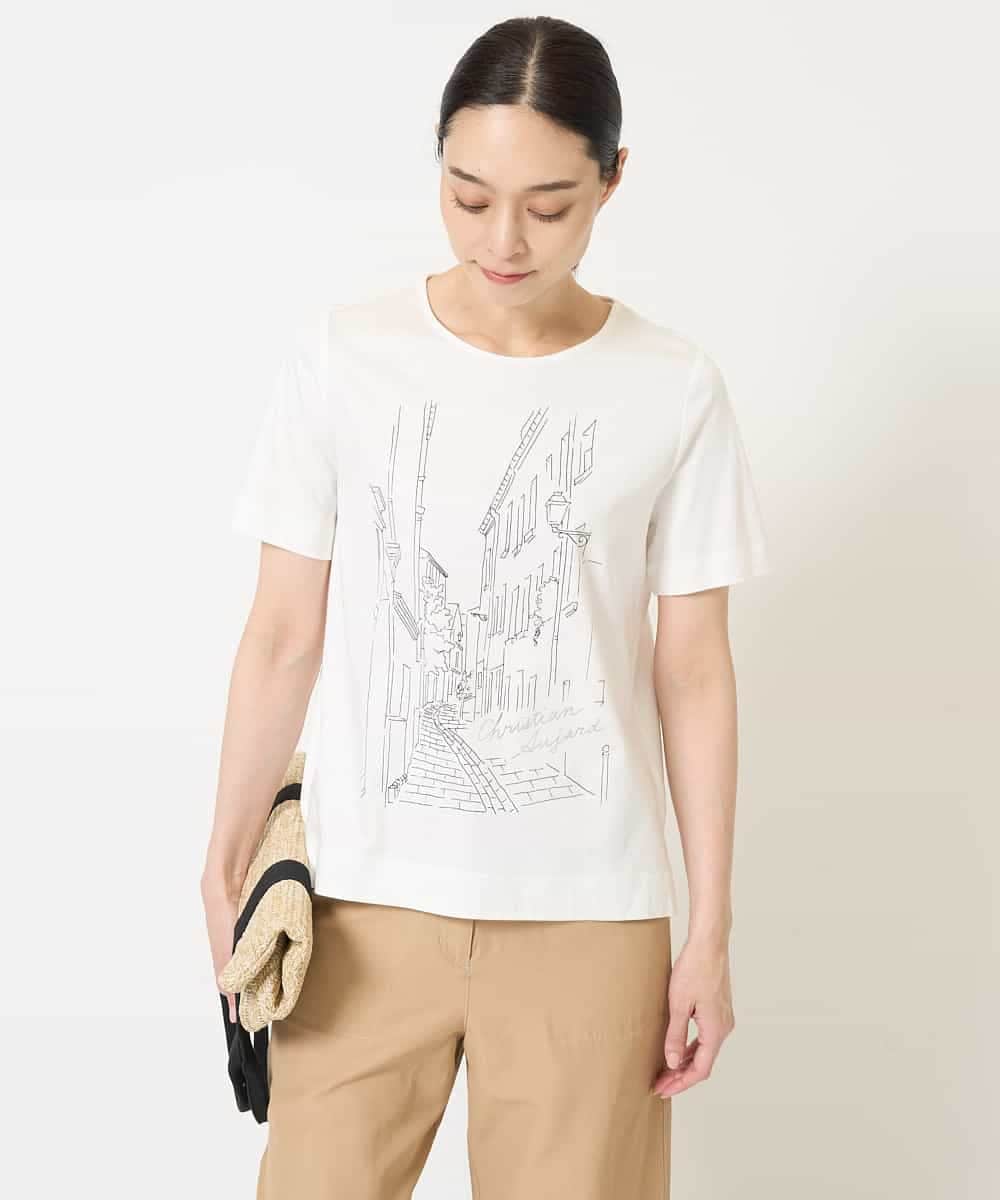 PYKGA47200 CHRISTIAN AUJARD(小さいサイズ)(メゾン ドゥ サンク) PARIS風景プリントTシャツ グリーン