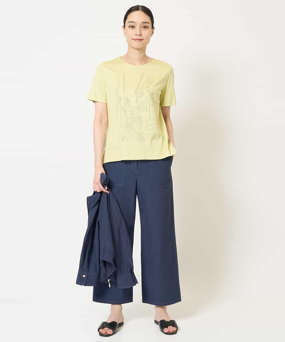 PYKGA47200 CHRISTIAN AUJARD(小さいサイズ)(メゾン ドゥ サンク) PARIS風景プリントTシャツ グリーン