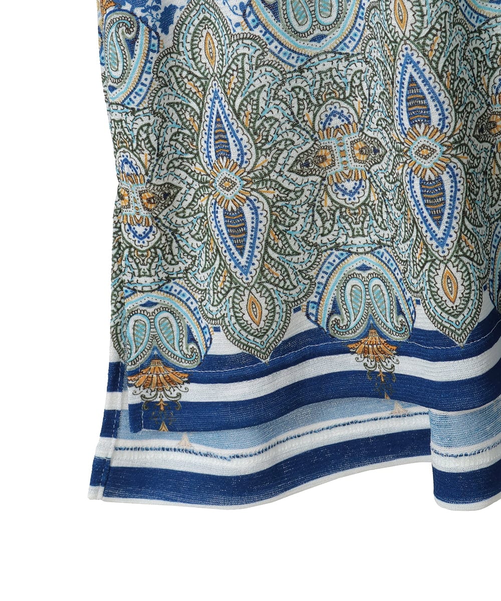 PYKGD26300 CHRISTIAN AUJARD(小さいサイズ)(メゾン ドゥ サンク) マリンブルーペーズリーカットソー ブルー系