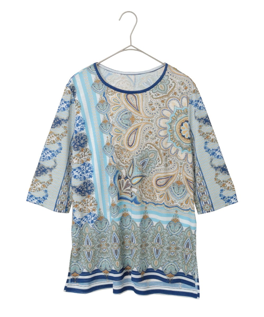 PYKGD26300 CHRISTIAN AUJARD(小さいサイズ)(メゾン ドゥ サンク) マリンブルーペーズリーカットソー ブルー系