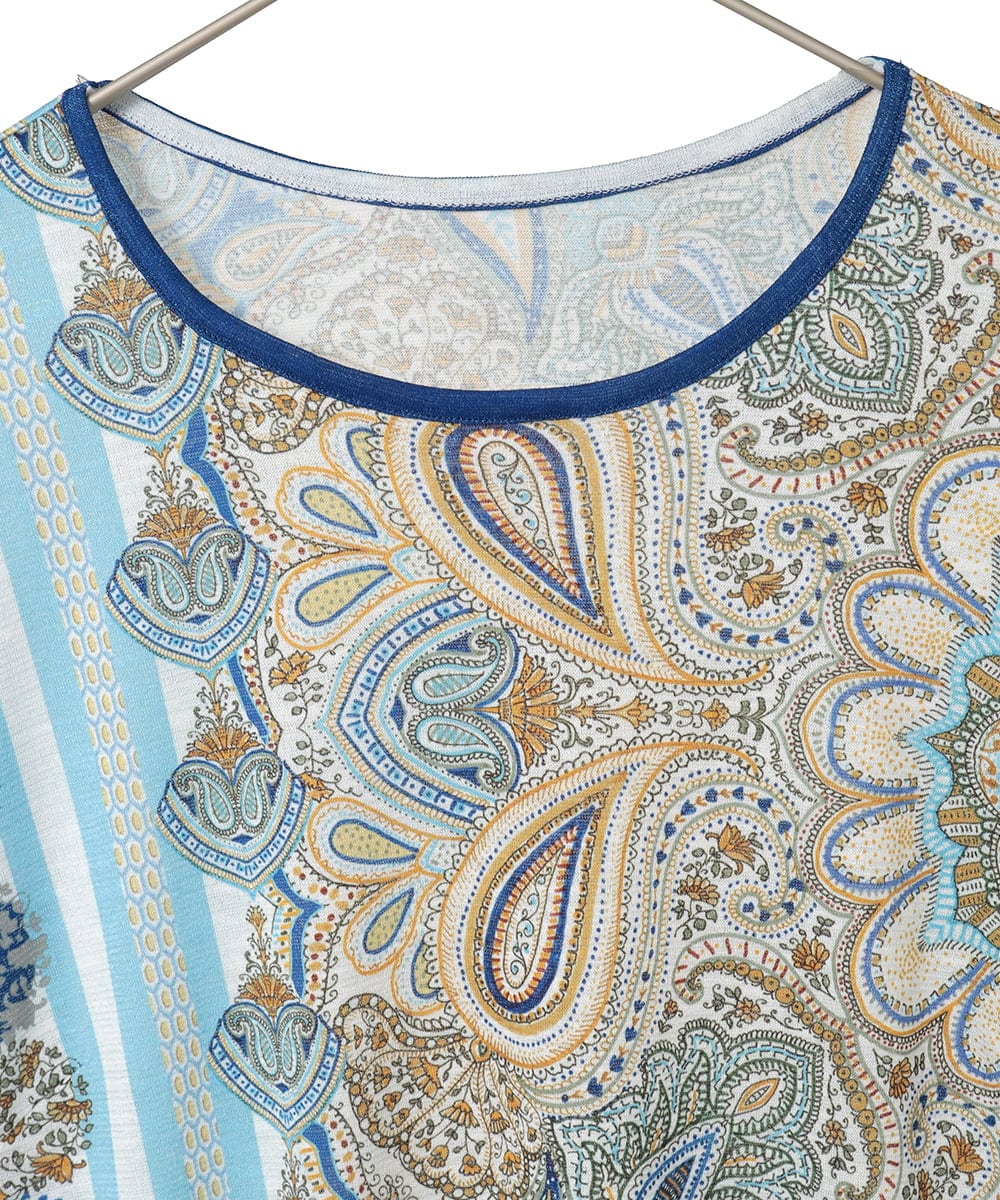 PYKGD26300 CHRISTIAN AUJARD(小さいサイズ)(メゾン ドゥ サンク) マリンブルーペーズリーカットソー ブルー系