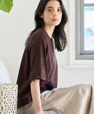 PYKGD57270 CHRISTIAN AUJARD(小さいサイズ)(メゾン ドゥ サンク) 刺繍スリーブプルオーバー ブラウン