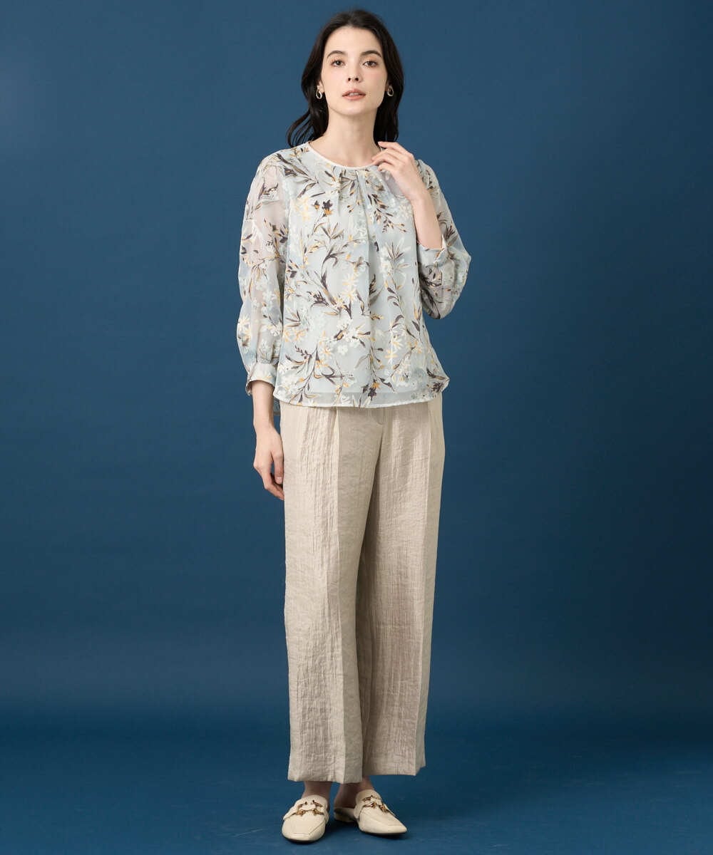 PYKGE02360 CHRISTIAN AUJARD(小さいサイズ)(メゾン ドゥ サンク) ［セットアップ対応］フラワープリントシアーカットソー グリーン