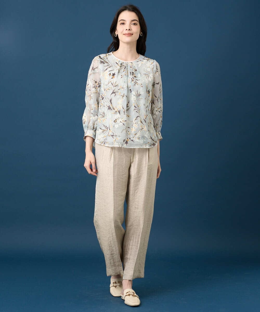 PYKGE02360 CHRISTIAN AUJARD(小さいサイズ)(メゾン ドゥ サンク) ［セットアップ対応］フラワープリントシアーカットソー グリーン