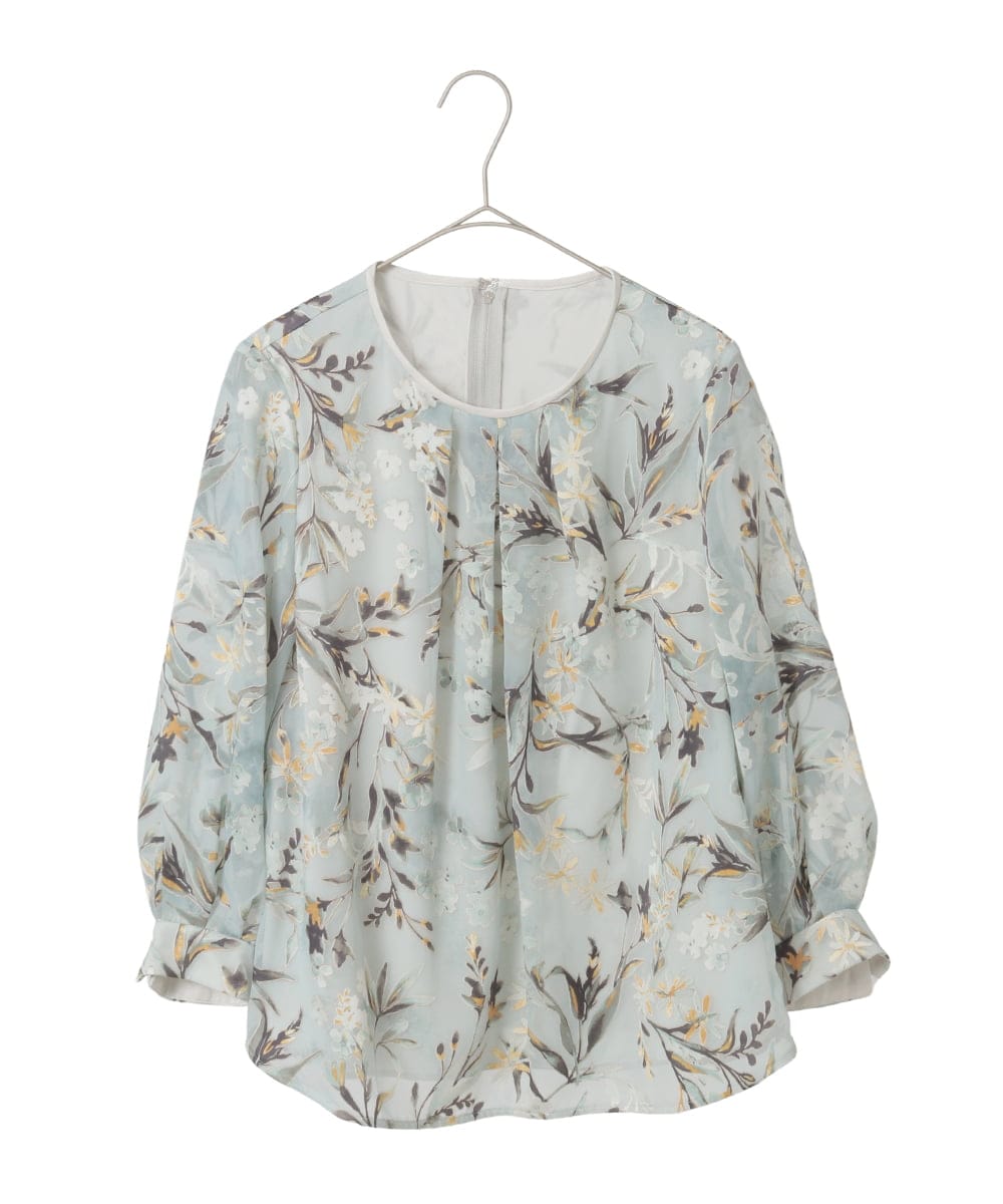 PYKGE02360 CHRISTIAN AUJARD(小さいサイズ)(メゾン ドゥ サンク) ［セットアップ対応］フラワープリントシアーカットソー グリーン