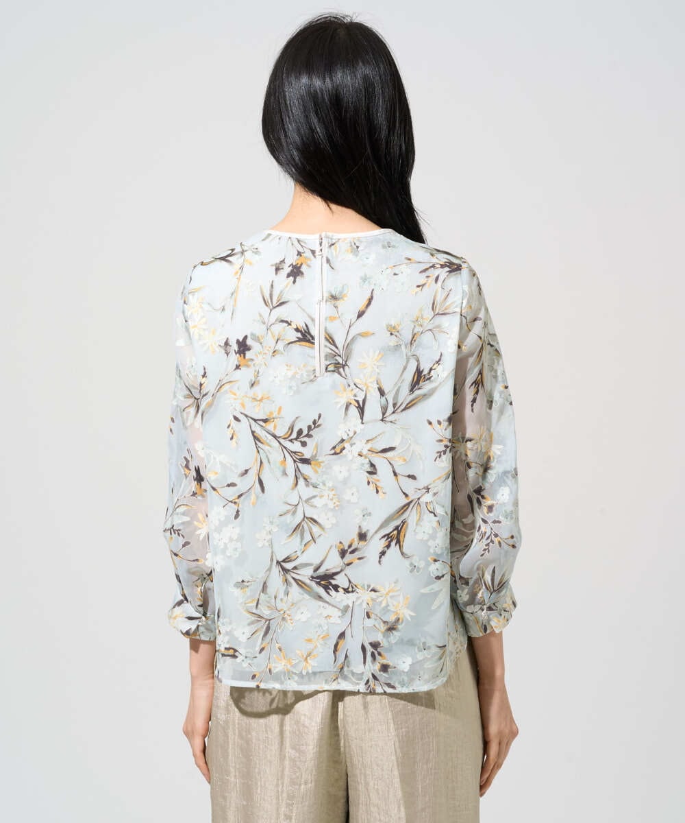 PYKGE02360 CHRISTIAN AUJARD(小さいサイズ)(メゾン ドゥ サンク) ［セットアップ対応］フラワープリントシアーカットソー グリーン