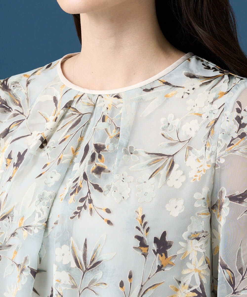 PYKGE02360 CHRISTIAN AUJARD(小さいサイズ)(メゾン ドゥ サンク) ［セットアップ対応］フラワープリントシアーカットソー グリーン