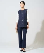 PYKGE12200 CHRISTIAN AUJARD(小さいサイズ)(メゾン ドゥ サンク) フラワー刺繍カットソー ネイビー