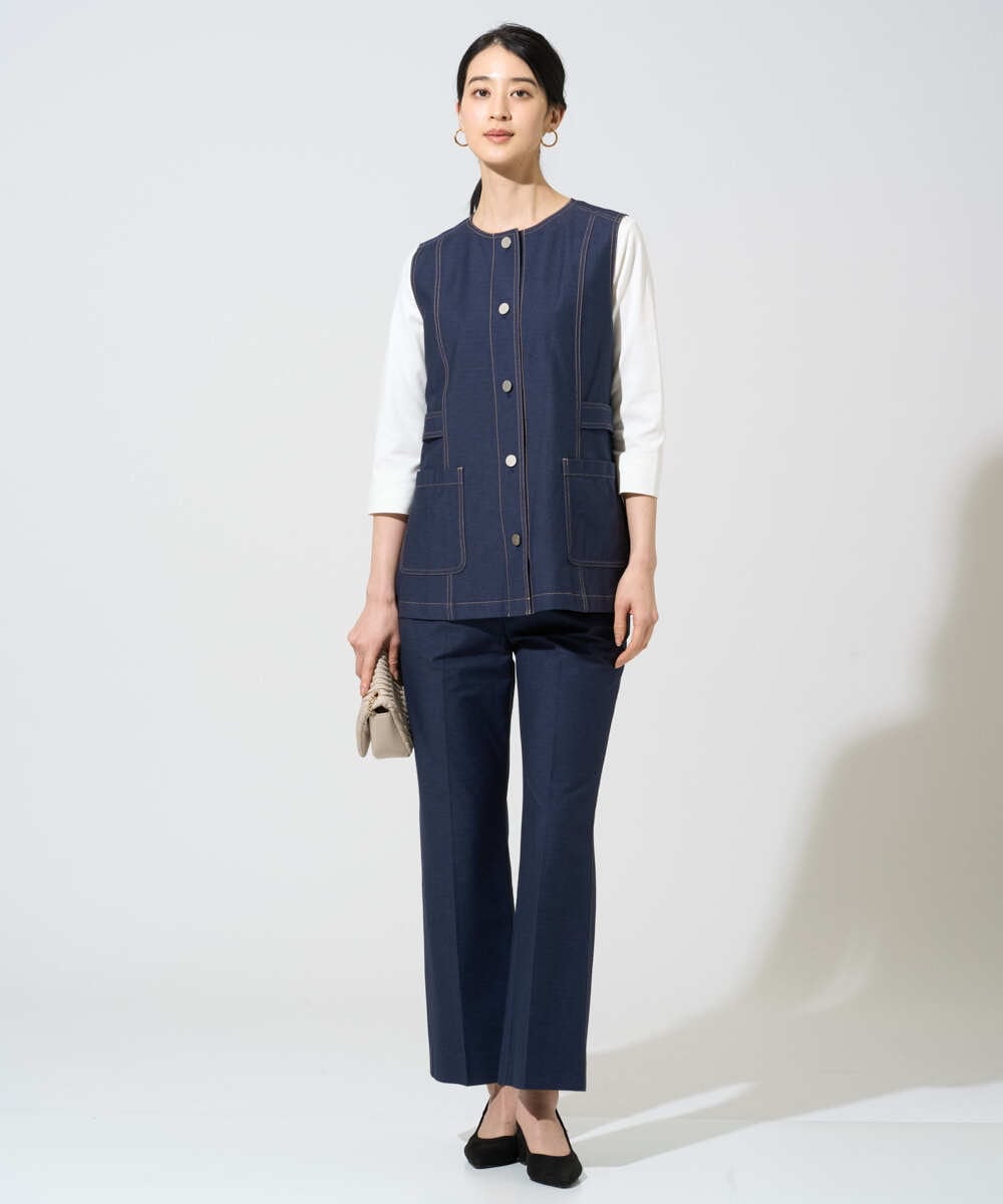 PYKGE12200 CHRISTIAN AUJARD(小さいサイズ)(メゾン ドゥ サンク) フラワー刺繍カットソー ネイビー