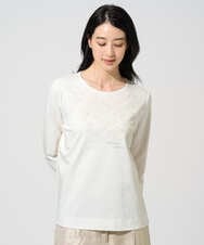 PYKGE12200 CHRISTIAN AUJARD(小さいサイズ)(メゾン ドゥ サンク) フラワー刺繍カットソー ネイビー