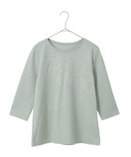 PYKGE12200 CHRISTIAN AUJARD(小さいサイズ)(メゾン ドゥ サンク) フラワー刺繍カットソー ネイビー