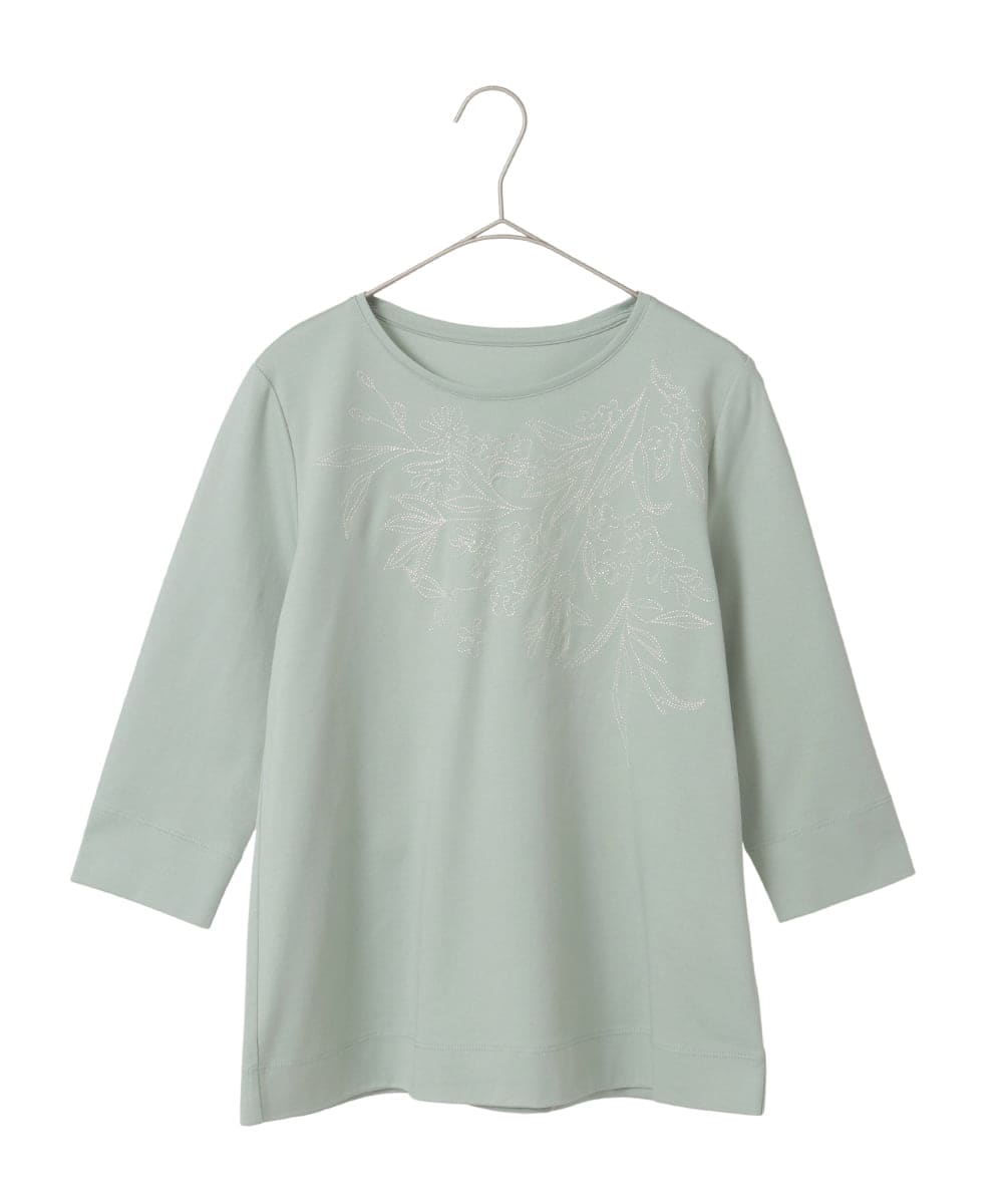 PYKGE12200 CHRISTIAN AUJARD(小さいサイズ)(メゾン ドゥ サンク) フラワー刺繍カットソー ネイビー