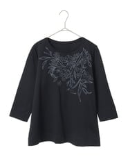 PYKGE12200 CHRISTIAN AUJARD(小さいサイズ)(メゾン ドゥ サンク) フラワー刺繍カットソー ネイビー