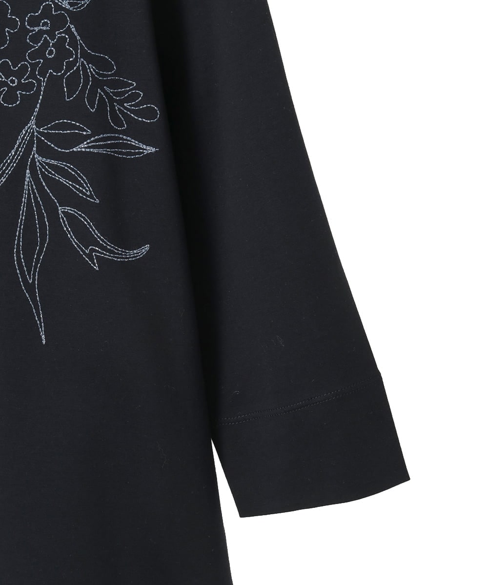 PYKGE12200 CHRISTIAN AUJARD(小さいサイズ)(メゾン ドゥ サンク) フラワー刺繍カットソー ネイビー