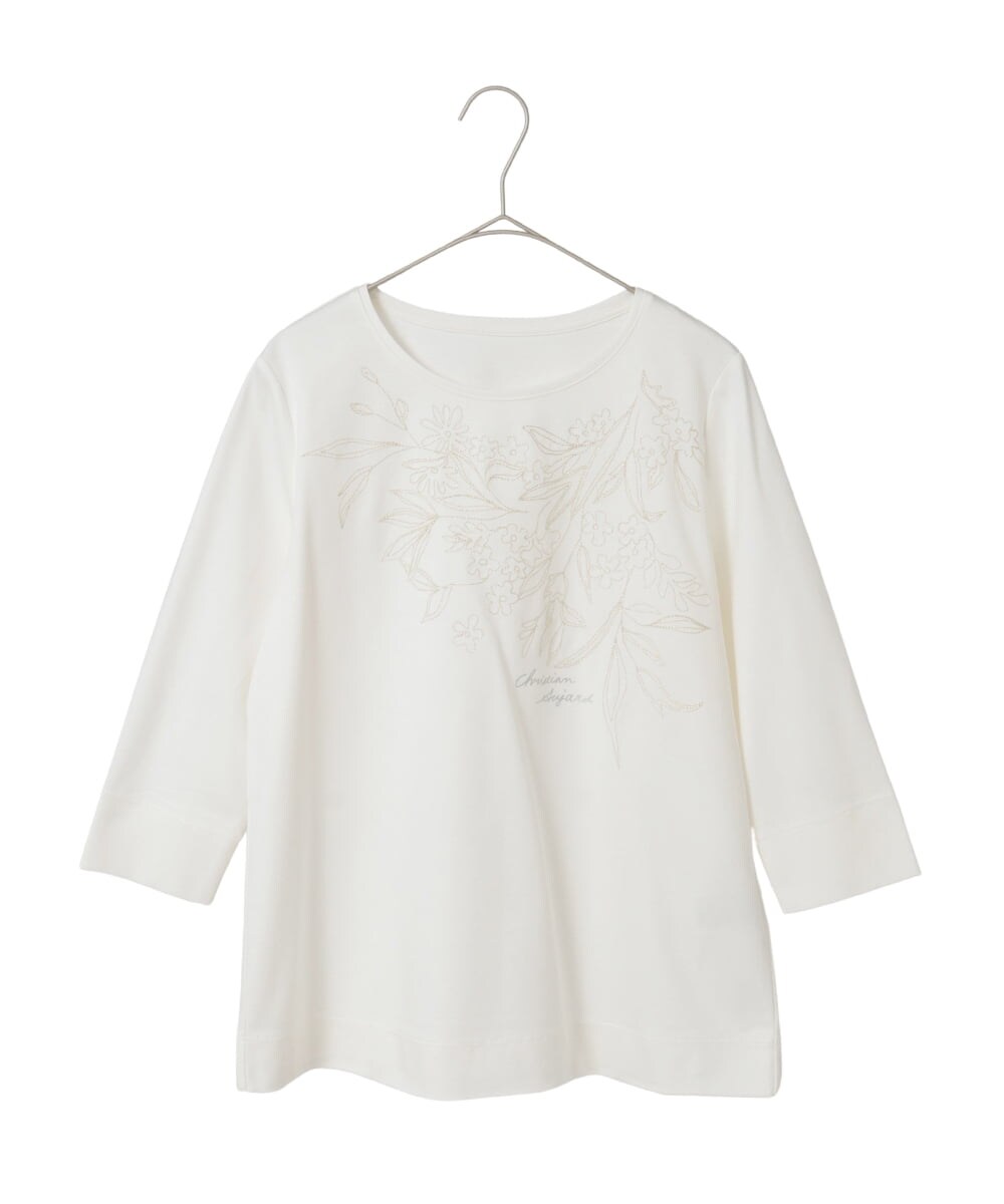 PYKGE12200 CHRISTIAN AUJARD(小さいサイズ)(メゾン ドゥ サンク) フラワー刺繍カットソー ネイビー