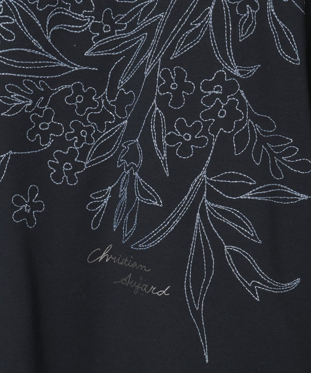 PYKGE12200 CHRISTIAN AUJARD(小さいサイズ)(メゾン ドゥ サンク) フラワー刺繍カットソー ネイビー