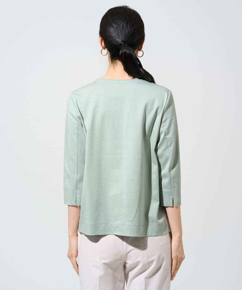 PYKGE12200 CHRISTIAN AUJARD(小さいサイズ)(メゾン ドゥ サンク) フラワー刺繍カットソー ネイビー