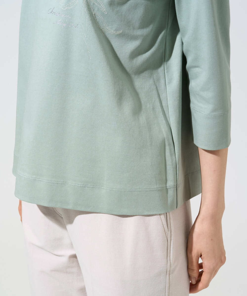 PYKGE12200 CHRISTIAN AUJARD(小さいサイズ)(メゾン ドゥ サンク) フラワー刺繍カットソー ネイビー