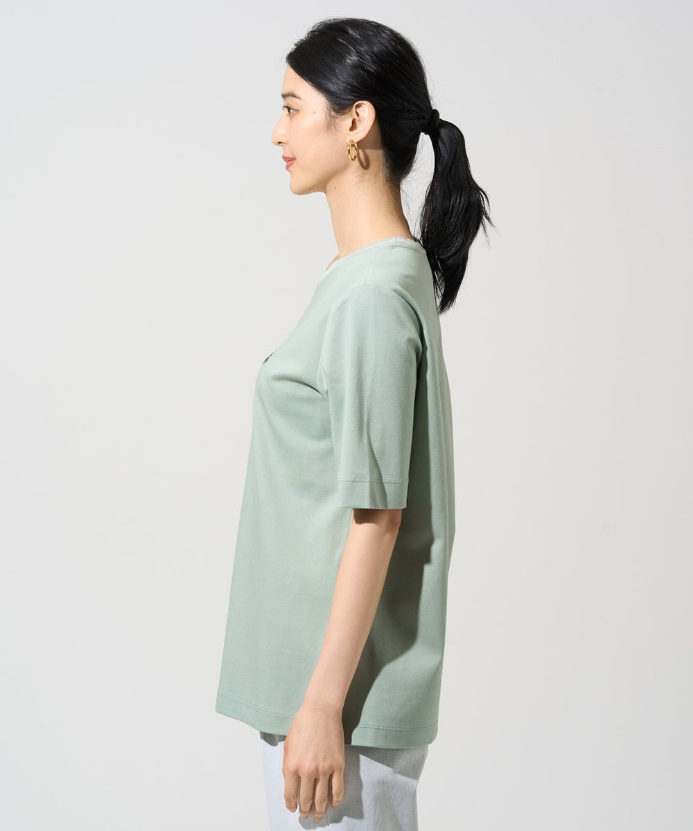 PYKGE13230 CHRISTIAN AUJARD(小さいサイズ)(メゾン ドゥ サンク) ビジューロゴカットソー グリーン