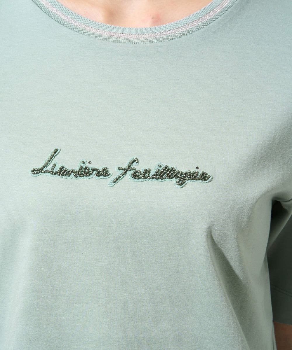 PYKGE13230 CHRISTIAN AUJARD(小さいサイズ)(メゾン ドゥ サンク) ビジューロゴカットソー グリーン