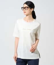 PYKGE13230 CHRISTIAN AUJARD(小さいサイズ)(メゾン ドゥ サンク) ビジューロゴカットソー アイボリー