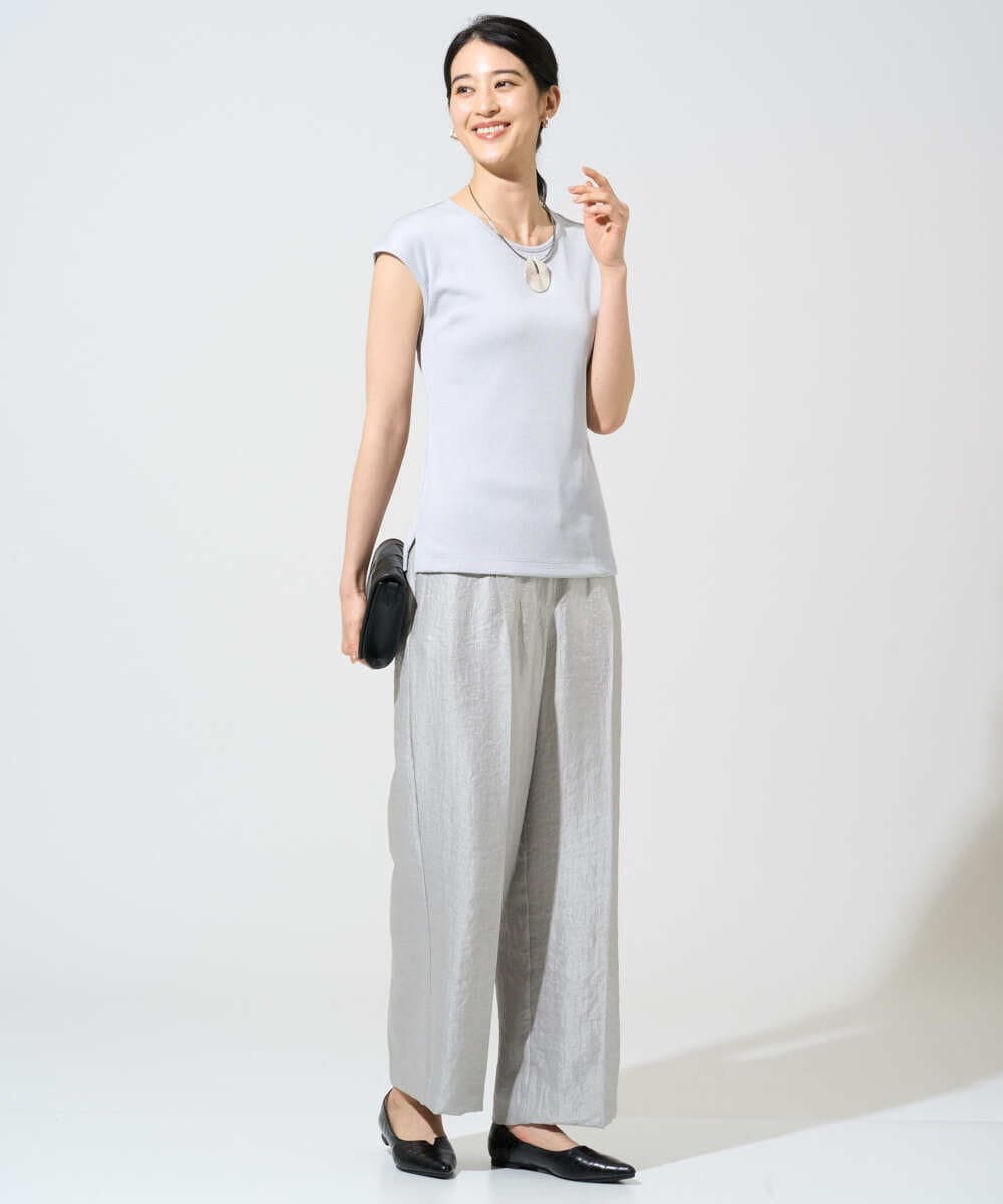 PYKGF21140 CHRISTIAN AUJARD(小さいサイズ)(メゾン ドゥ サンク) フレンチスリーブリブカットソー ライトグレー