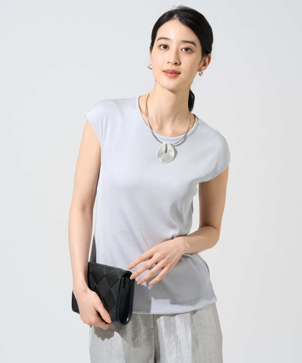 PYKGF21140 CHRISTIAN AUJARD(小さいサイズ)(メゾン ドゥ サンク) フレンチスリーブリブカットソー ライトグレー