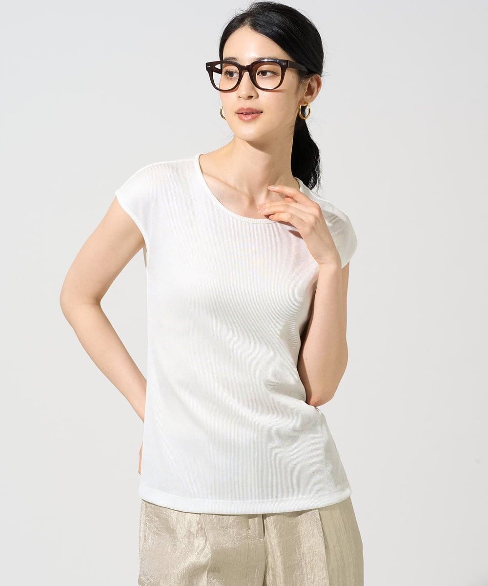 PYKGF21140 CHRISTIAN AUJARD(小さいサイズ)(メゾン ドゥ サンク) フレンチスリーブリブカットソー ライトグレー