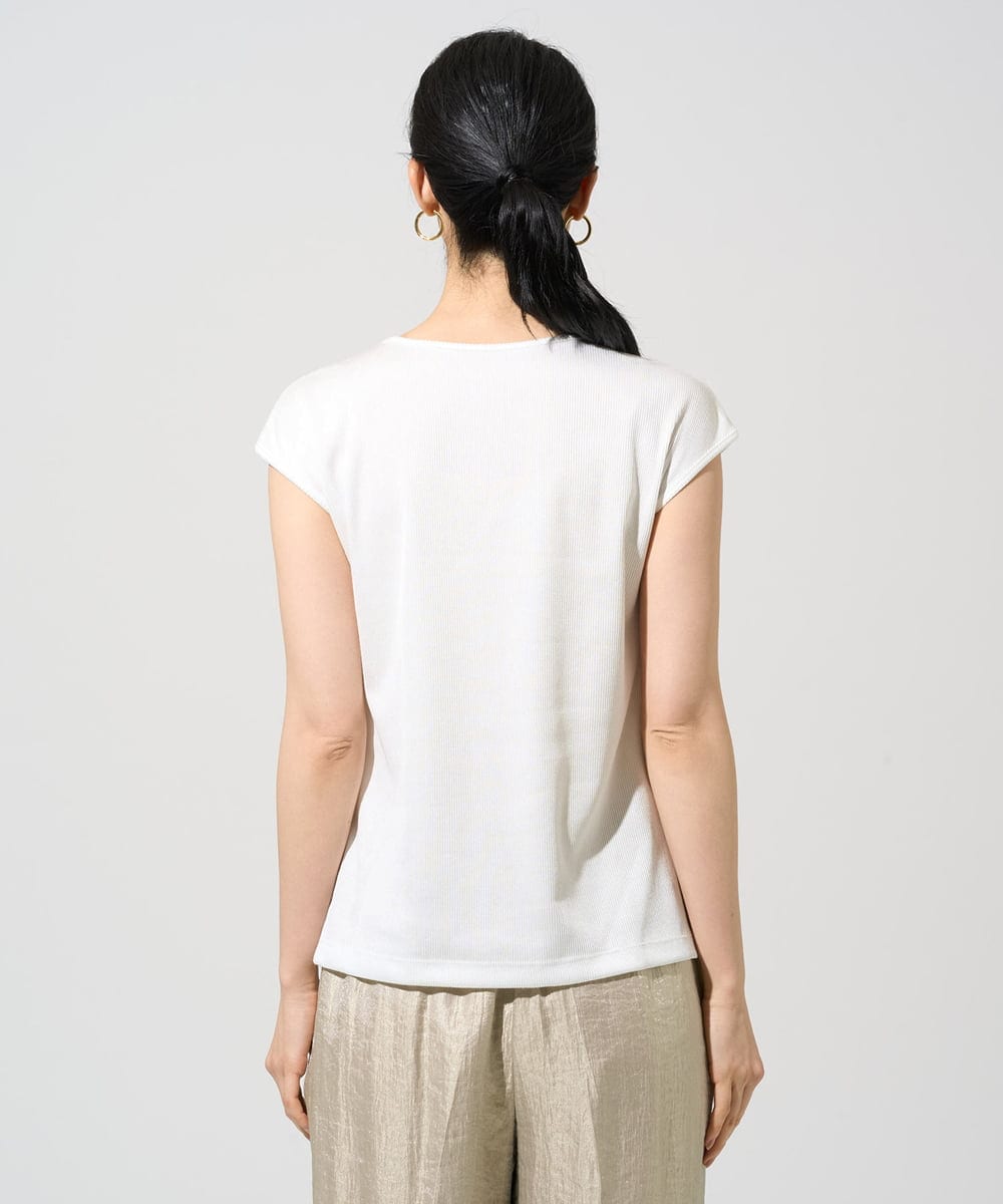 PYKGF21140 CHRISTIAN AUJARD(小さいサイズ)(メゾン ドゥ サンク) フレンチスリーブリブカットソー ライトグレー