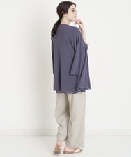 PYKHT10270 CHRISTIAN AUJARD(小さいサイズ)(メゾン ドゥ サンク) ［アンサンブル対応］シフォンコンビネーションカットソー羽織り ベージュ×ペールピンク