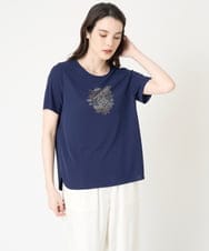 PYKHW09240 CHRISTIAN AUJARD(小さいサイズ)(メゾン ドゥ サンク) 箔プリントカットソー ネイビー