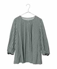 PYKJB11360 CHRISTIAN AUJARD(小さいサイズ)(メゾン ドゥ サンク) ジオメトリックジャージーカットソー ネイビー×グリーン系