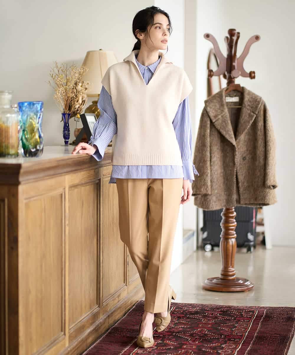 PYLAD38270 CHRISTIAN AUJARD(小さいサイズ)(メゾン ドゥ サンク) 裏起毛ステックパンツ ライトブラウン