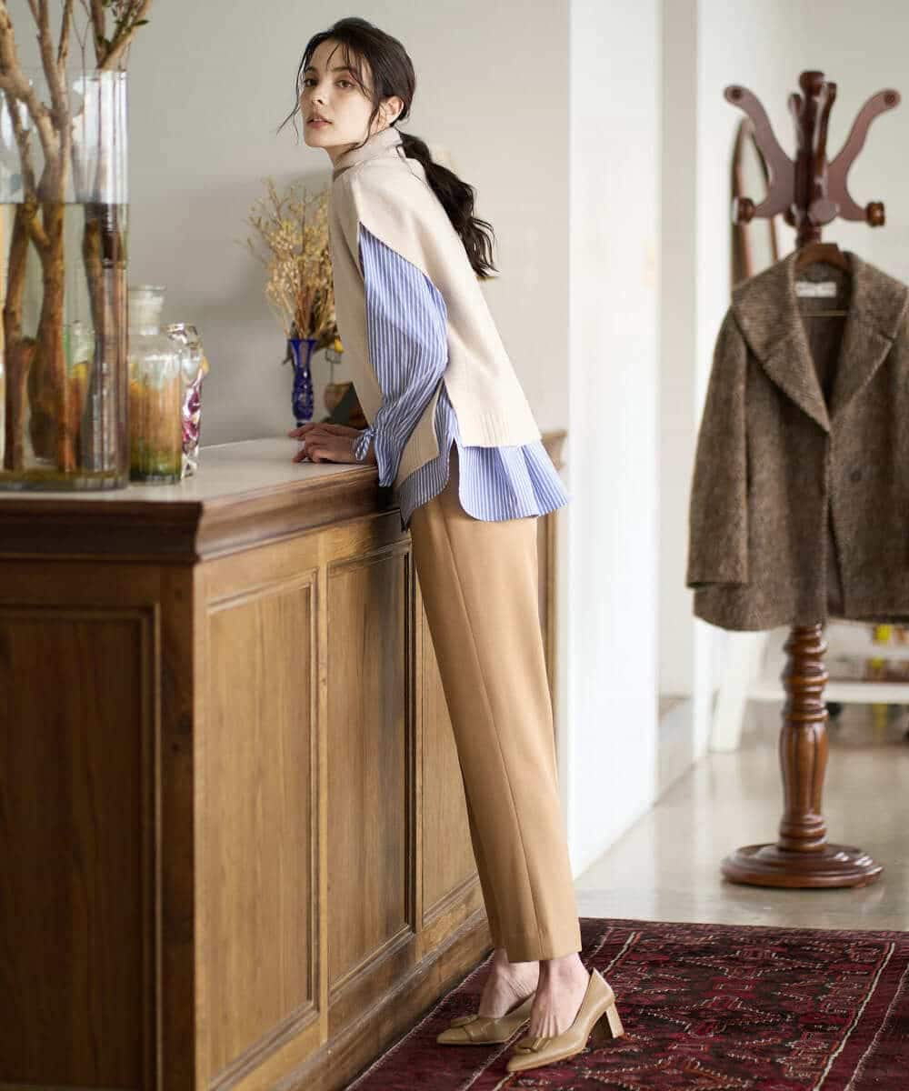 PYLAD38270 CHRISTIAN AUJARD(小さいサイズ)(メゾン ドゥ サンク) 裏起毛ステックパンツ ライトブラウン