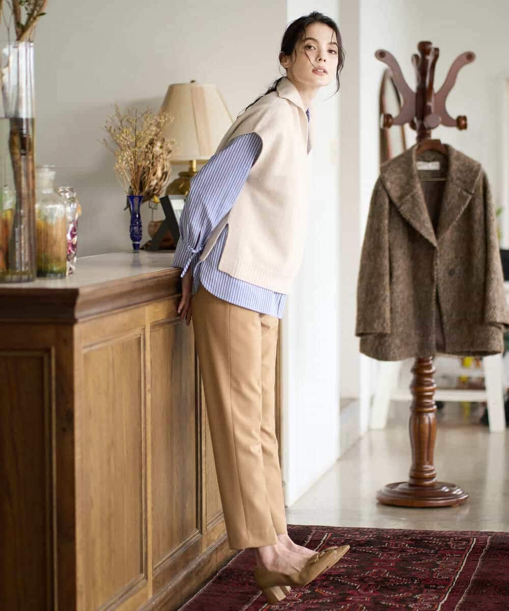 PYLAD38270 CHRISTIAN AUJARD(小さいサイズ)(メゾン ドゥ サンク) 裏起毛ステックパンツ ライトブラウン