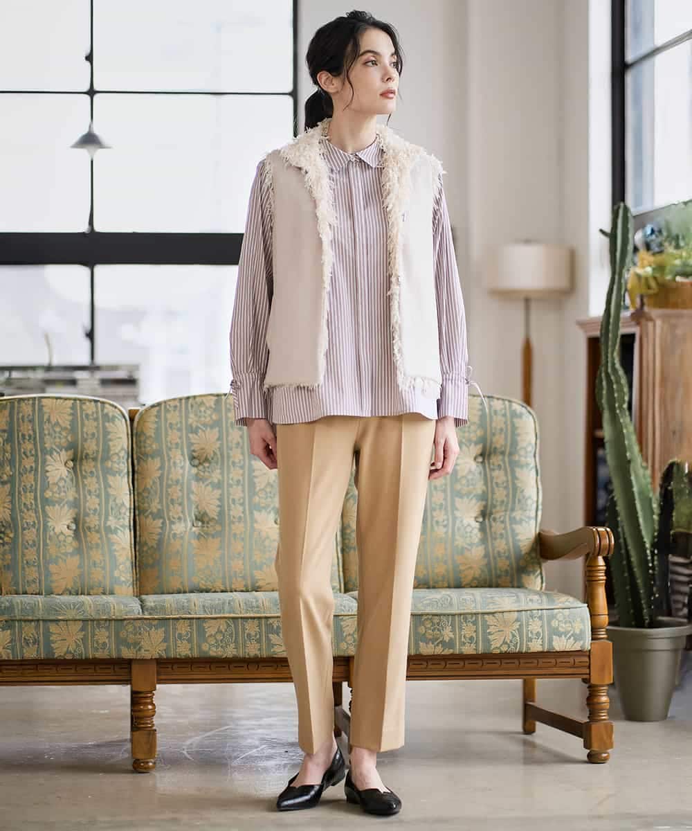 PYLAD38270 CHRISTIAN AUJARD(小さいサイズ)(メゾン ドゥ サンク) 裏起毛ステックパンツ ライトブラウン