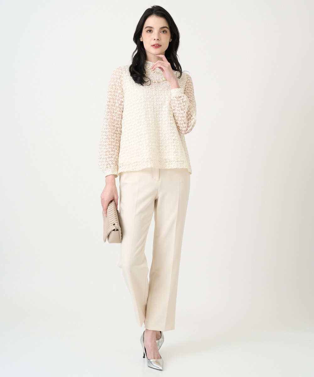 PYLEE06260 CHRISTIAN AUJARD(小さいサイズ)(メゾン ドゥ サンク) センタープレス美シルエットパンツ アイボリー