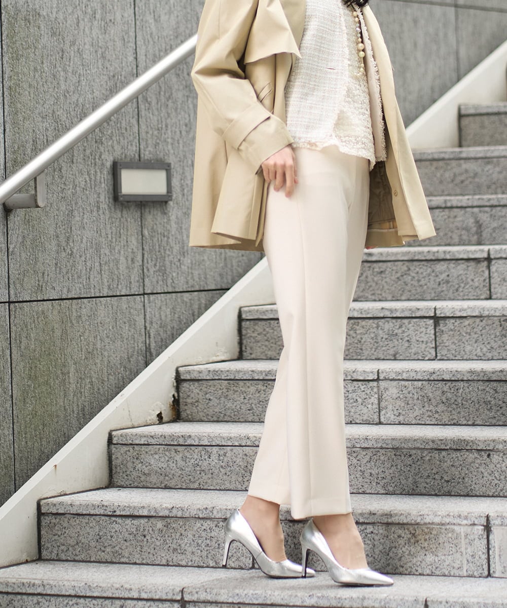 PYLEE06260 CHRISTIAN AUJARD(小さいサイズ)(メゾン ドゥ サンク) センタープレス美シルエットパンツ アイボリー