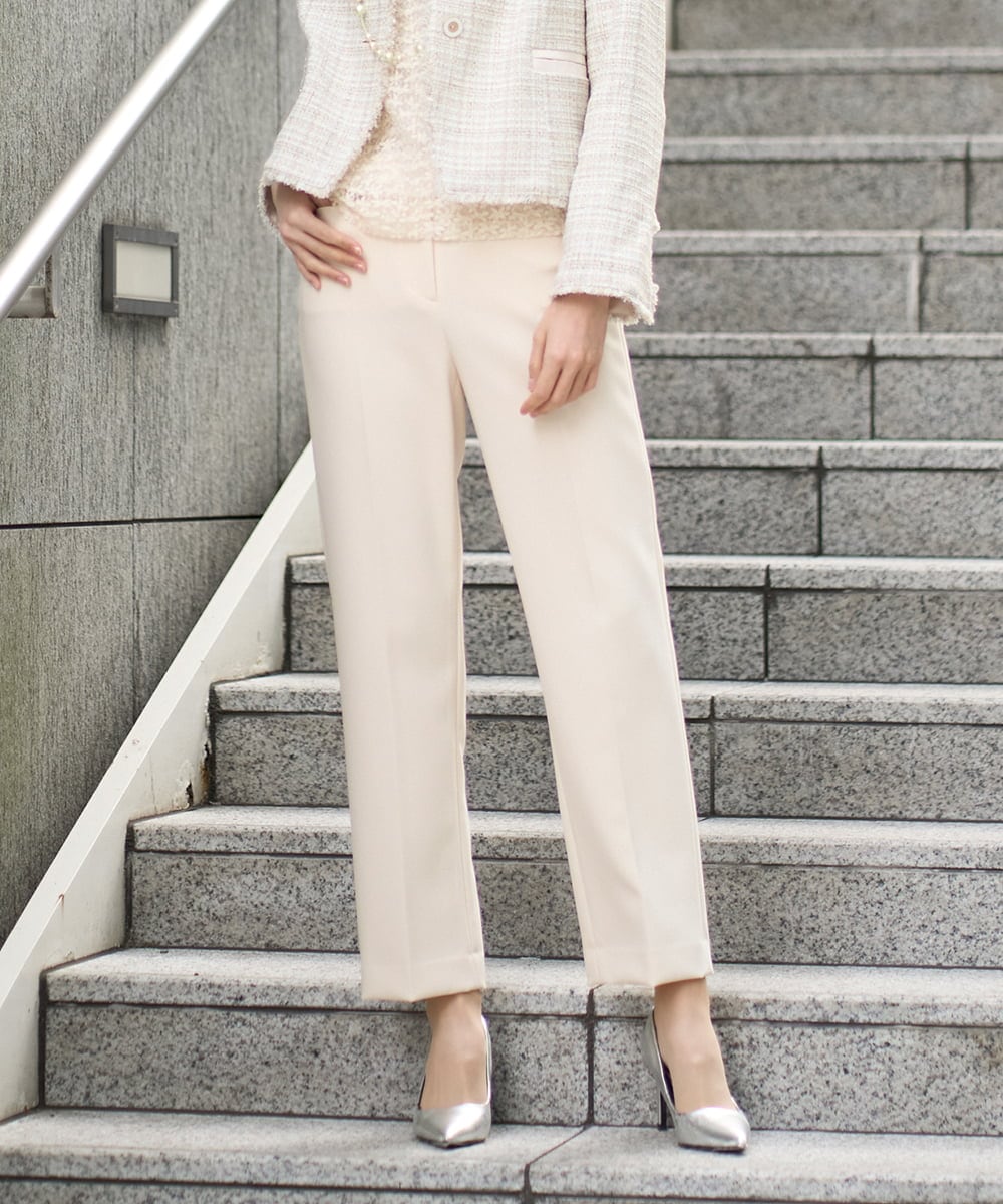 PYLEE06260 CHRISTIAN AUJARD(小さいサイズ)(メゾン ドゥ サンク) センタープレス美シルエットパンツ アイボリー