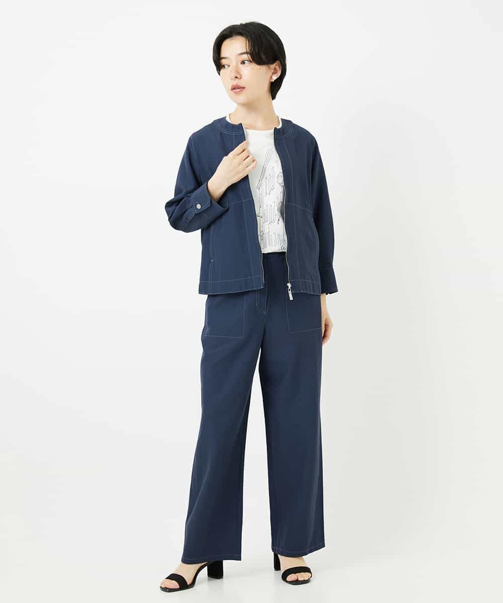 PYLGA45300 CHRISTIAN AUJARD(小さいサイズ)(メゾン ドゥ サンク) 【セットアップ対応】ストレートパンツ ネイビー