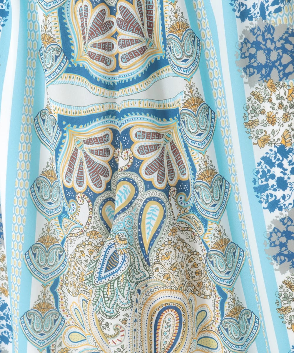 PYLGD25430 CHRISTIAN AUJARD(小さいサイズ)(メゾン ドゥ サンク) マリンブルーペーズリーパンツ ブルー系