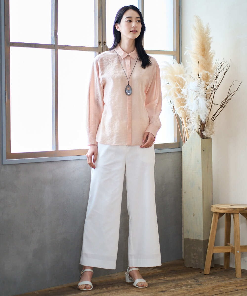 PYLGD31290 CHRISTIAN AUJARD(小さいサイズ)(メゾン ドゥ サンク) リネンリラックスワイドパンツ ホワイト