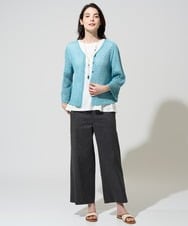 PYLGD31290 CHRISTIAN AUJARD(小さいサイズ)(メゾン ドゥ サンク) リネンリラックスワイドパンツ ホワイト