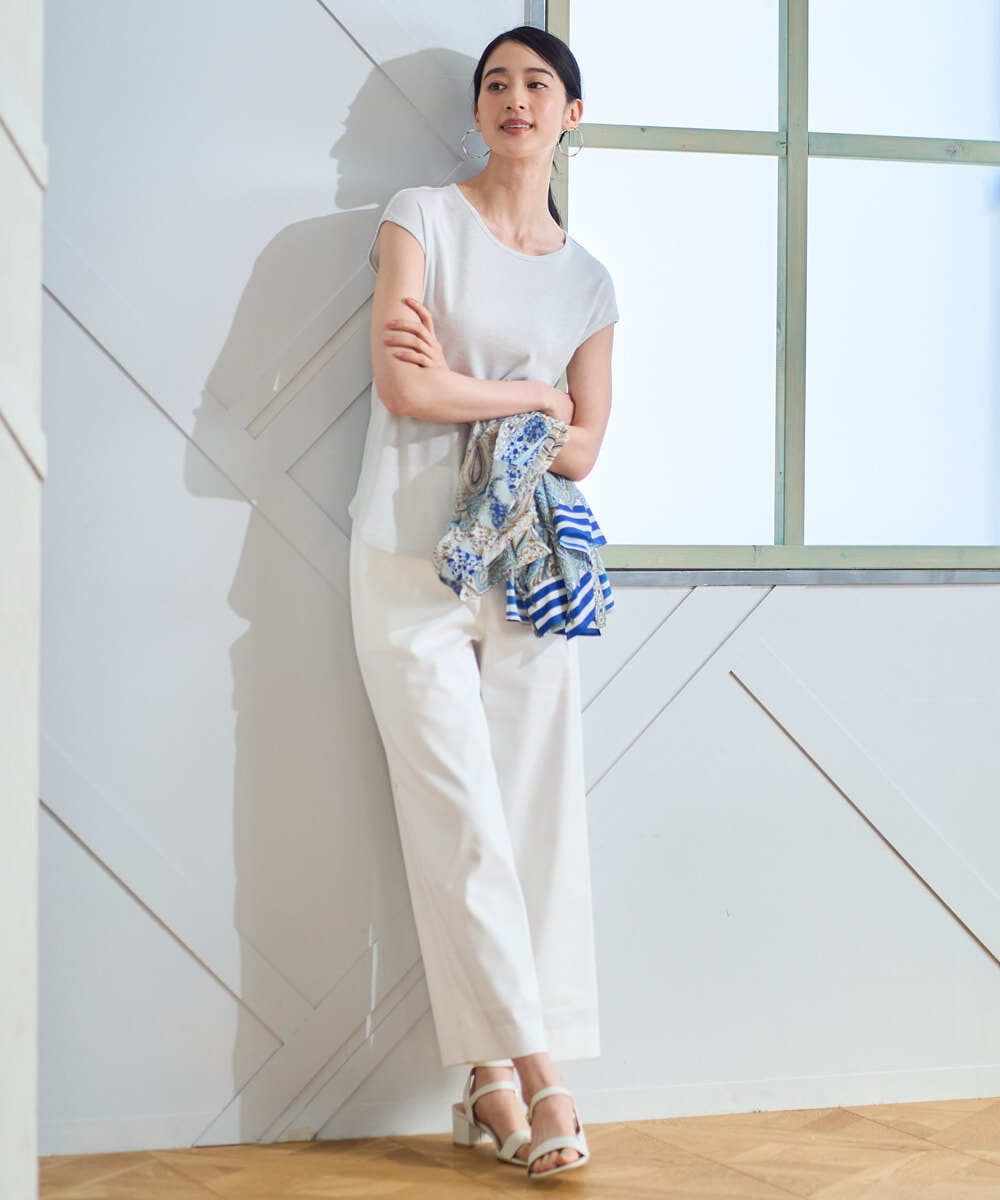 PYLGD31290 CHRISTIAN AUJARD(小さいサイズ)(メゾン ドゥ サンク) リネンリラックスワイドパンツ ホワイト