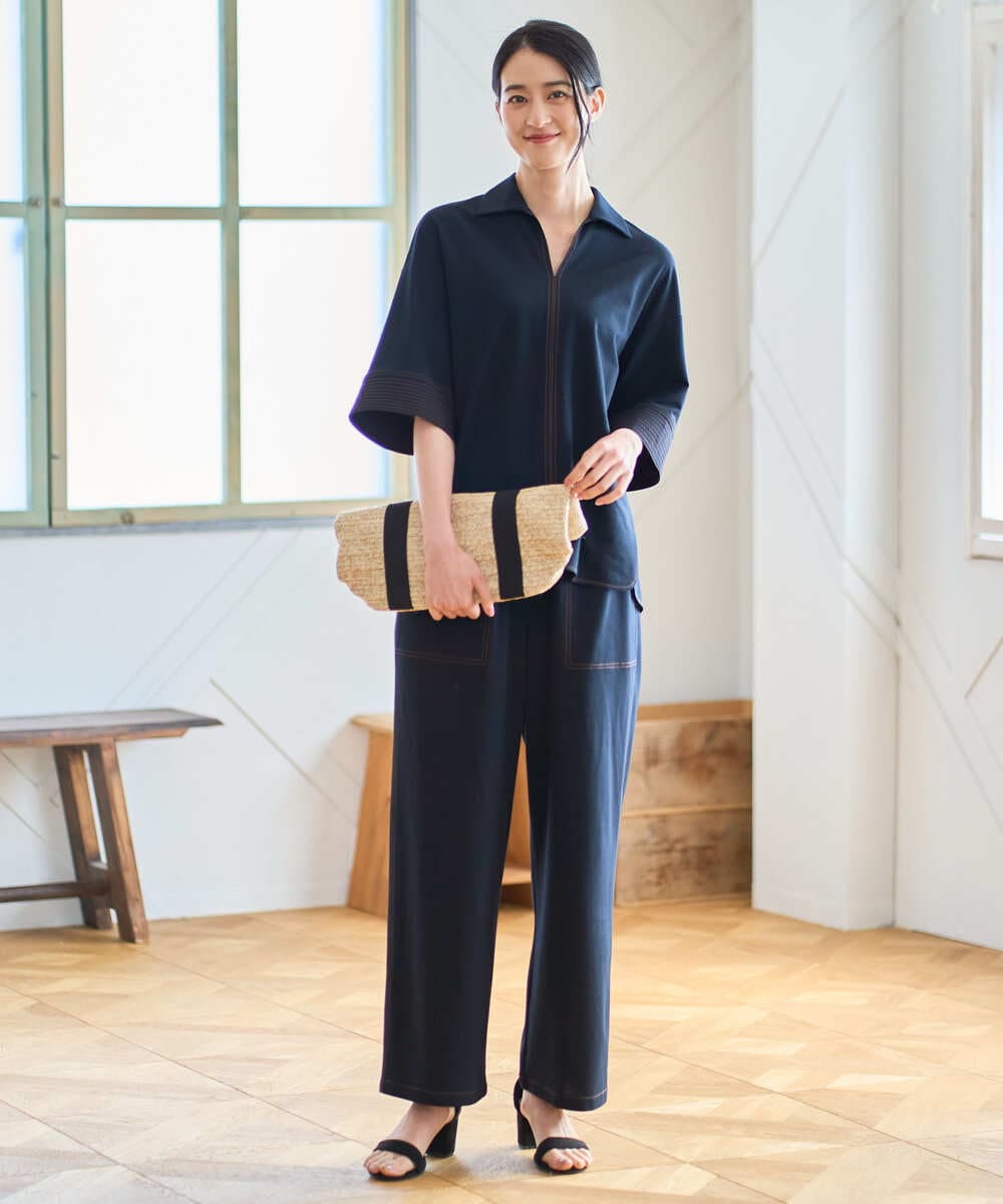 PYLGD42290 CHRISTIAN AUJARD(小さいサイズ)(メゾン ドゥ サンク) [セットアップ対応]ドライタッチジャージーパンツ ネイビー