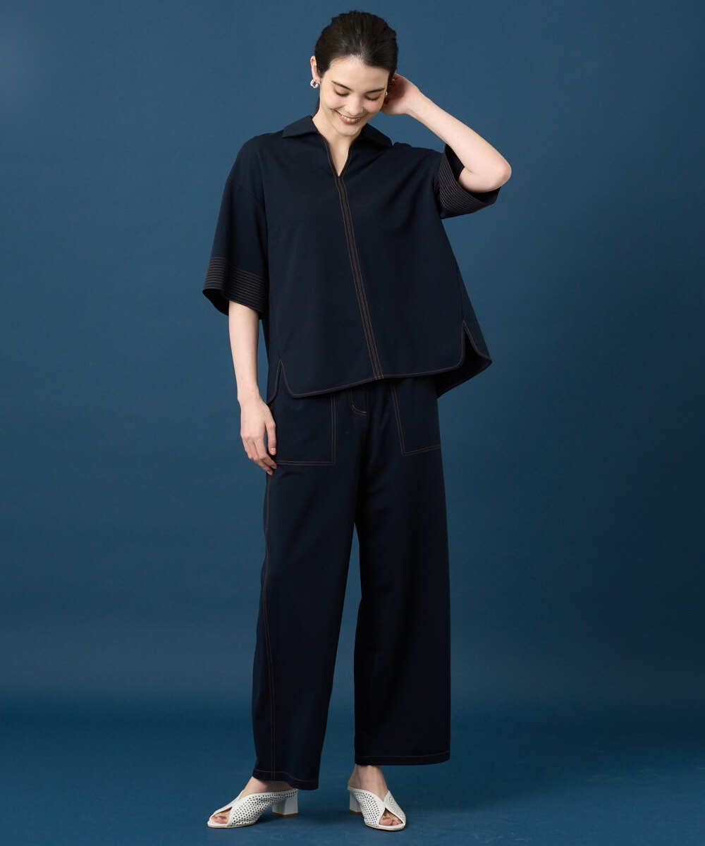 PYLGD42290 CHRISTIAN AUJARD(小さいサイズ)(メゾン ドゥ サンク) [セットアップ対応]ドライタッチジャージーパンツ ネイビー