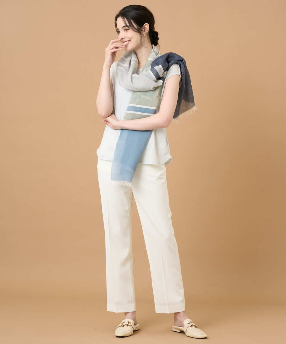 PYLGD64250 CHRISTIAN AUJARD(小さいサイズ)(メゾン ドゥ サンク) [接触冷感/速乾性/UV対策]エトリオンシャンブレーパンツ ホワイト