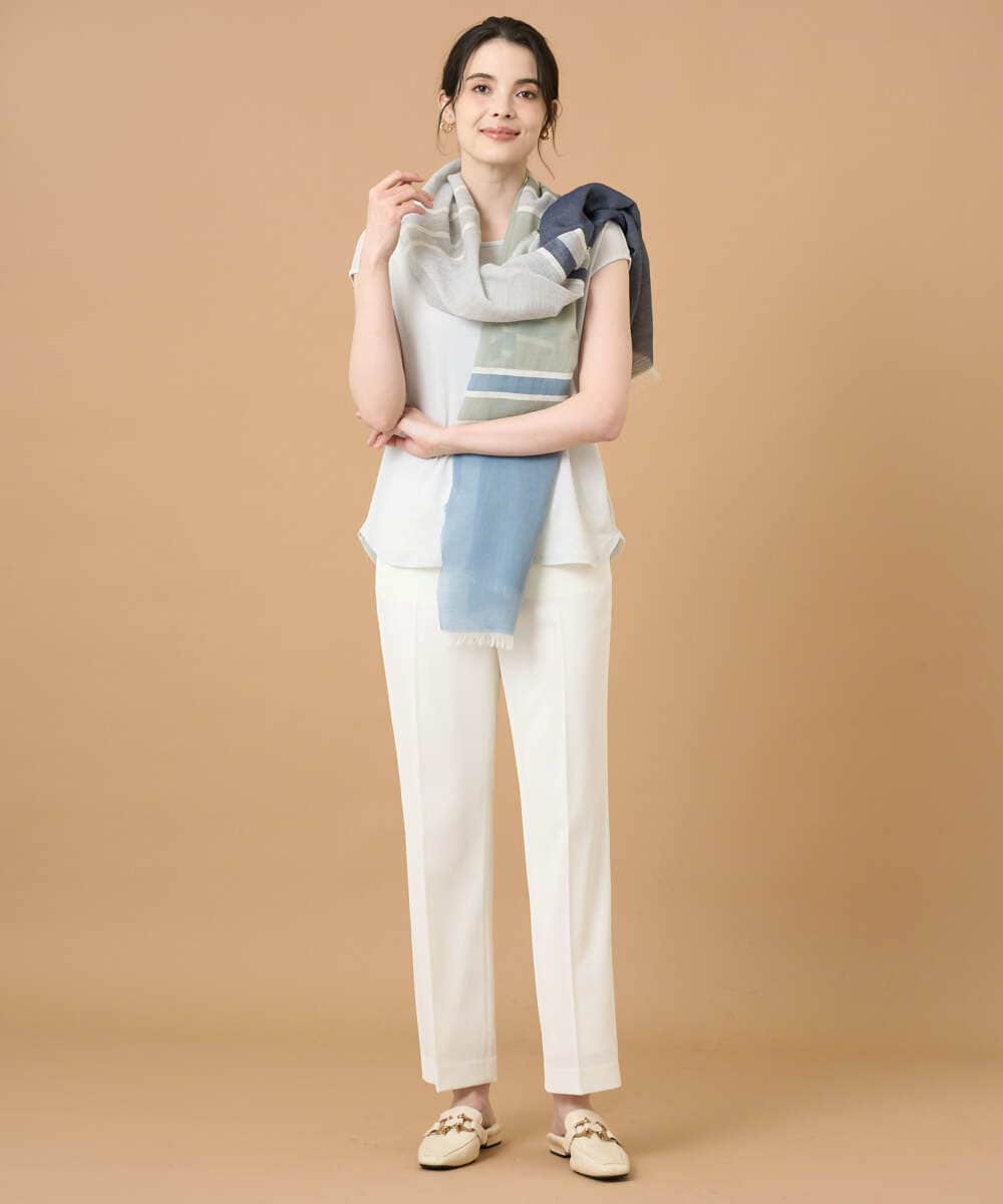 PYLGD64250 CHRISTIAN AUJARD(小さいサイズ)(メゾン ドゥ サンク) [接触冷感/速乾性/UV対策]エトリオンシャンブレーパンツ ホワイト