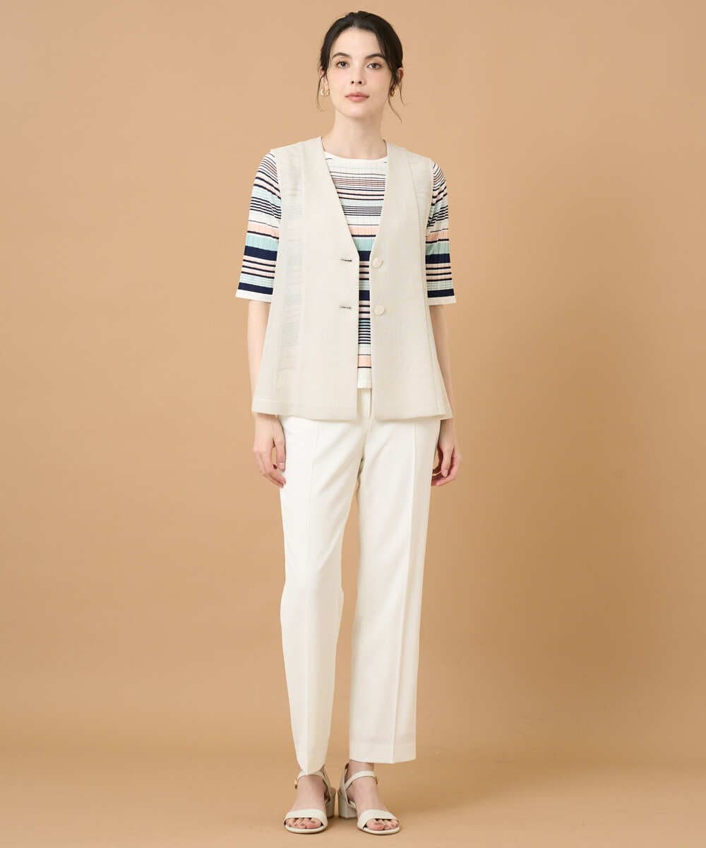 PYLGD64250 CHRISTIAN AUJARD(小さいサイズ)(メゾン ドゥ サンク) [接触冷感/速乾性/UV対策]エトリオンシャンブレーパンツ ホワイト