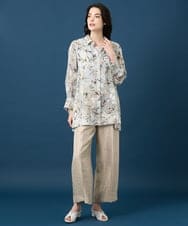 PYLGE14360 CHRISTIAN AUJARD(小さいサイズ)(メゾン ドゥ サンク) ワッシャーサテンセミワイドパンツ ベージュ